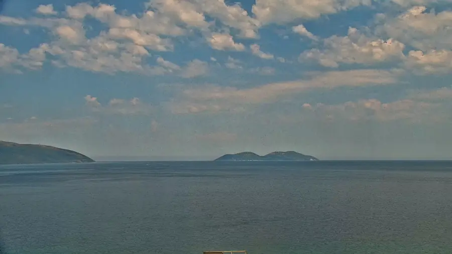 Clear daylight over Sazan and the Adriatic