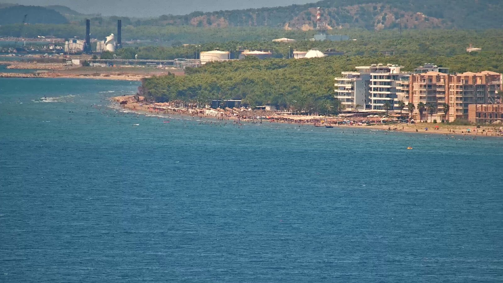 Beach activity along the southern side of Vlora Bay